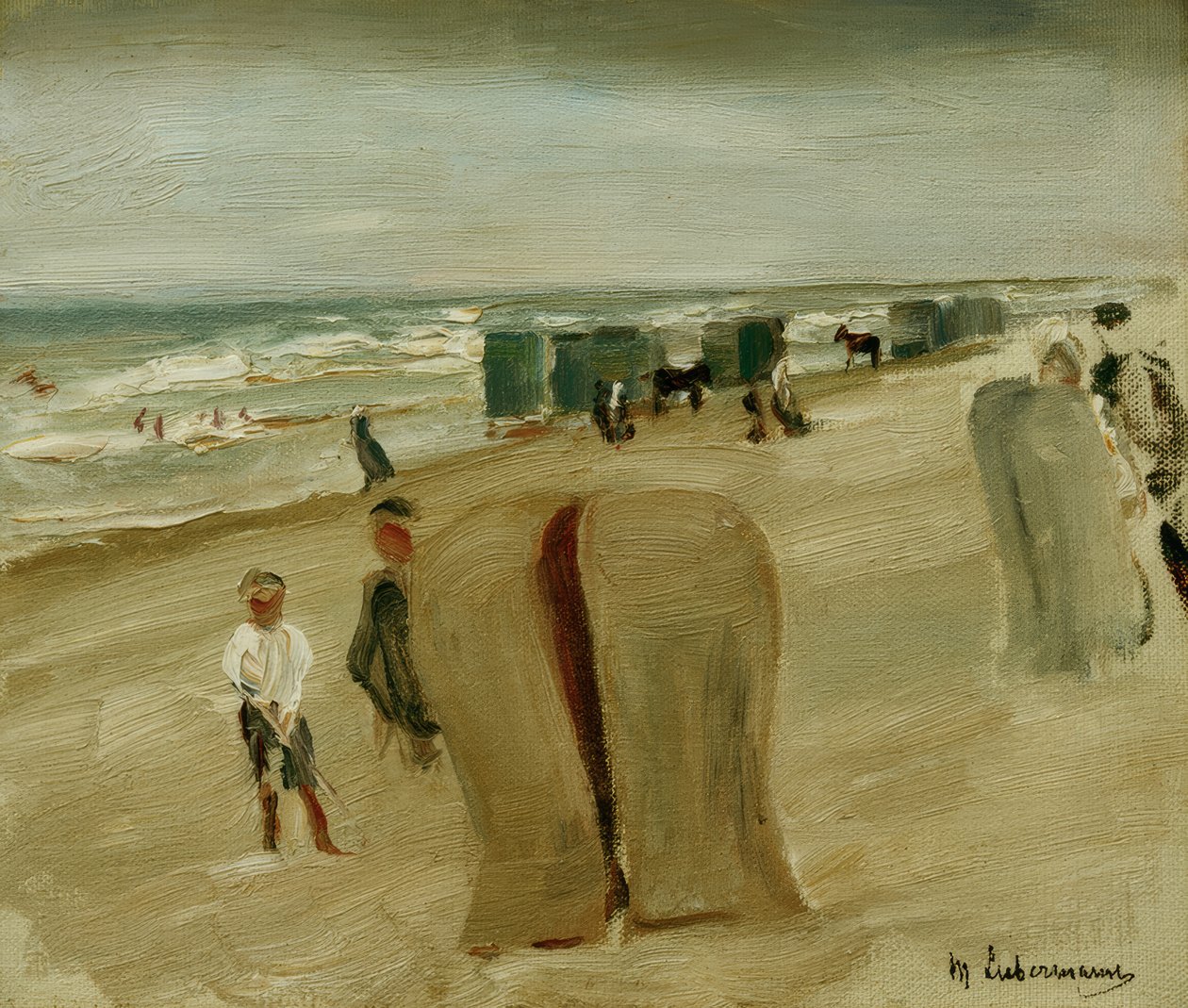 Praia com cadeiras de praia de Max Liebermann
