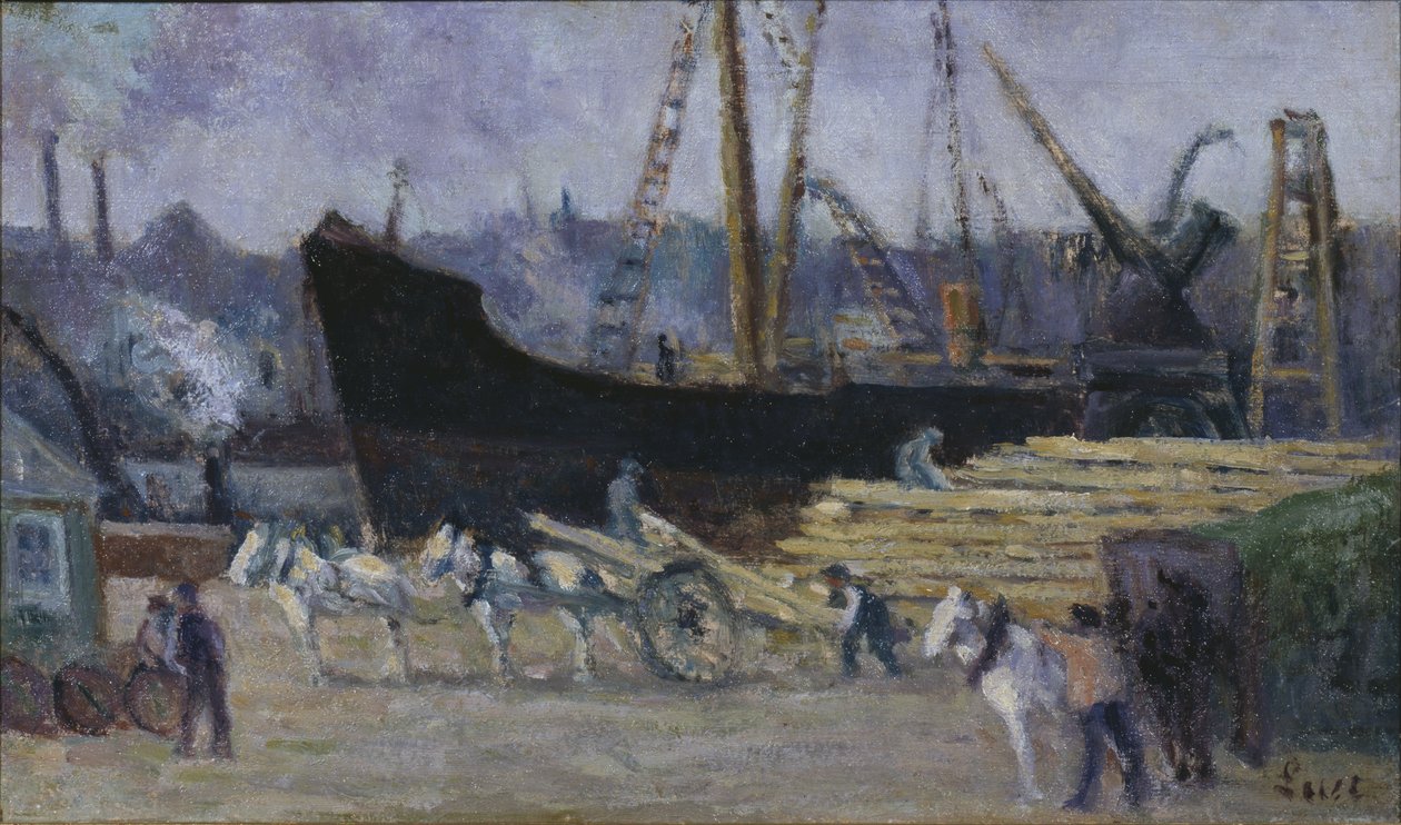 Doca em Rouen, c.1930 de Maximilien Luce