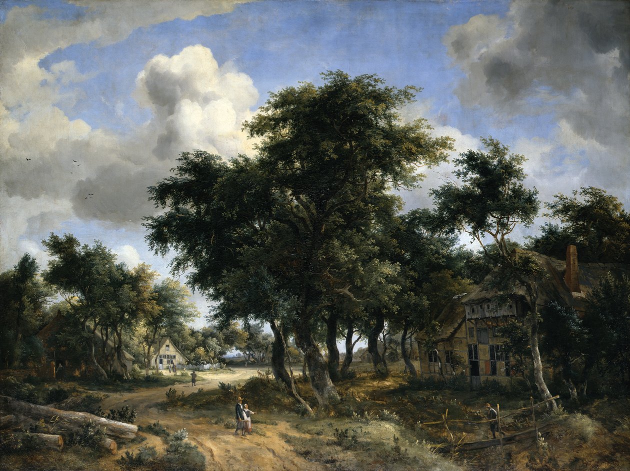 Rua da aldeia sob as árvores de Meindert Hobbema