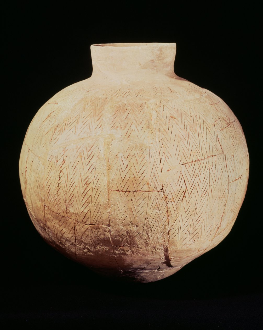 Vaso com talha decorativa, de Tell-Hassuna, 5º milênio aC (cerâmica) de Mesopotamian