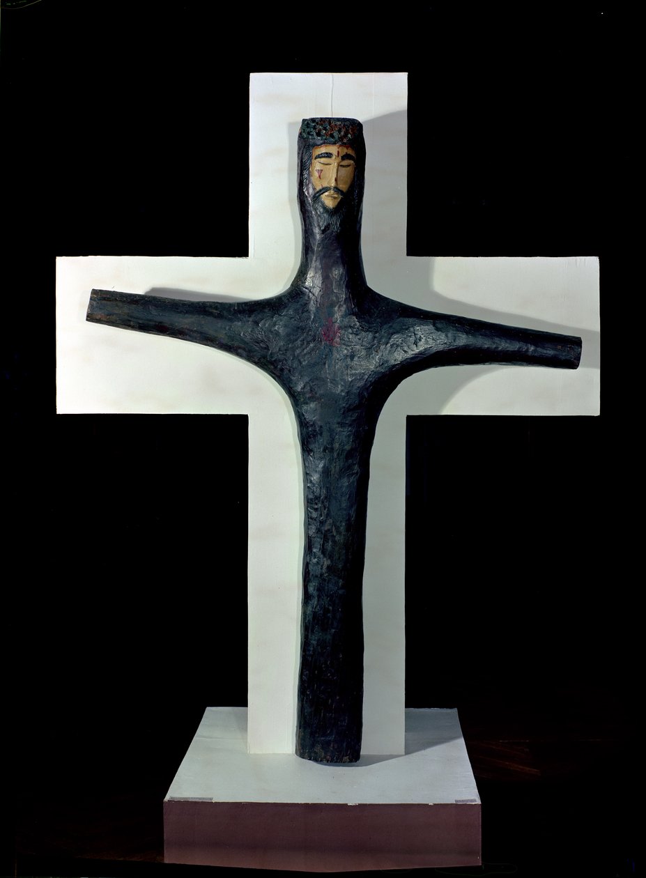 Cruz (madeira policromada) de Mexican School