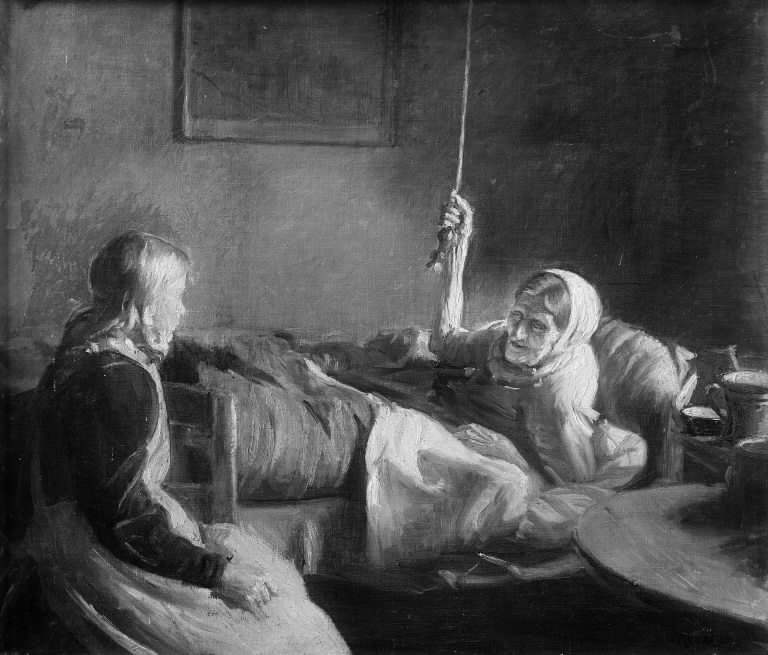 Mulher velha em Bedn de Michael Peter Ancher