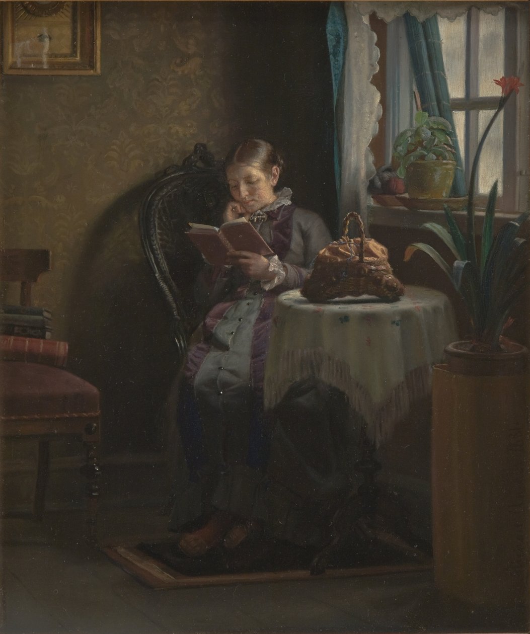 A esposa do artista lendo de Michael Ancher