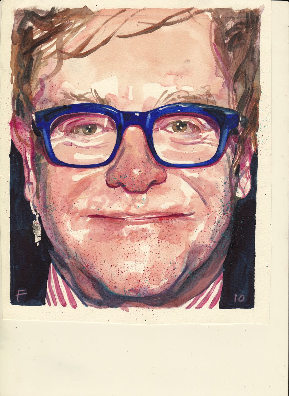 Elton John (aguarela) de Michael Frith
