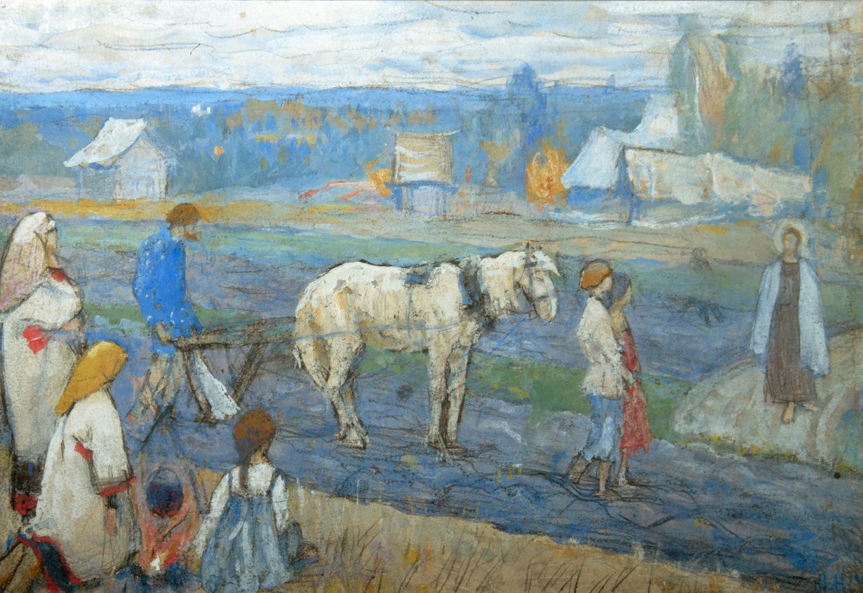 Em campo, 1911 de Mikhail Vasilievich Nesterov