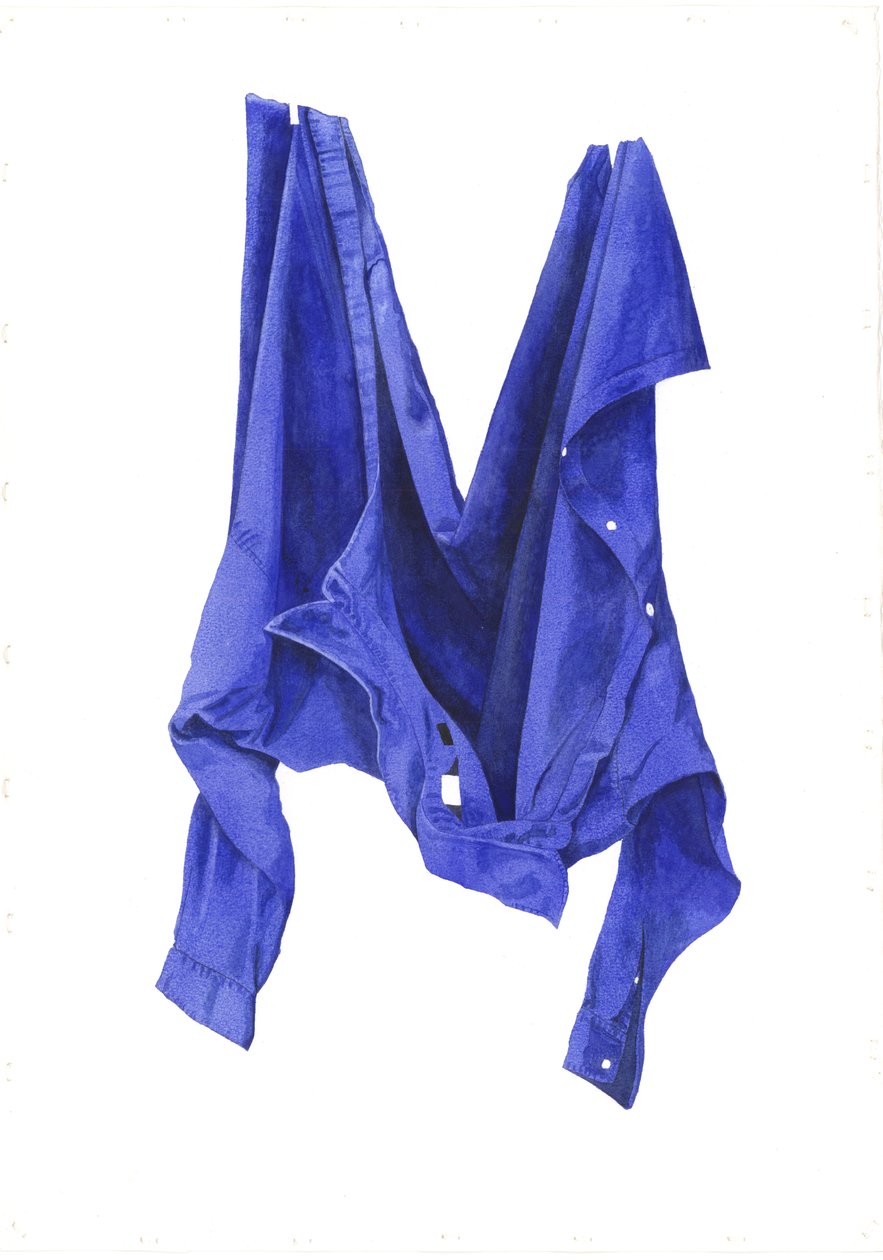 Fierce Blue Shirt, 2003 (wc no papel) de Miles Contemporary Artist Thistlethwaite