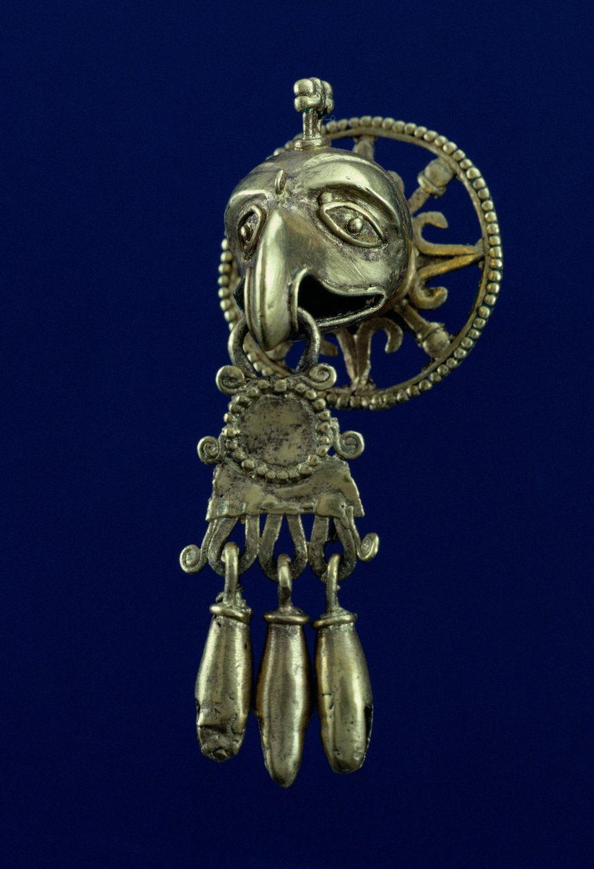 Plugue de lábio de deus pássaro (ouro) de Mixtec