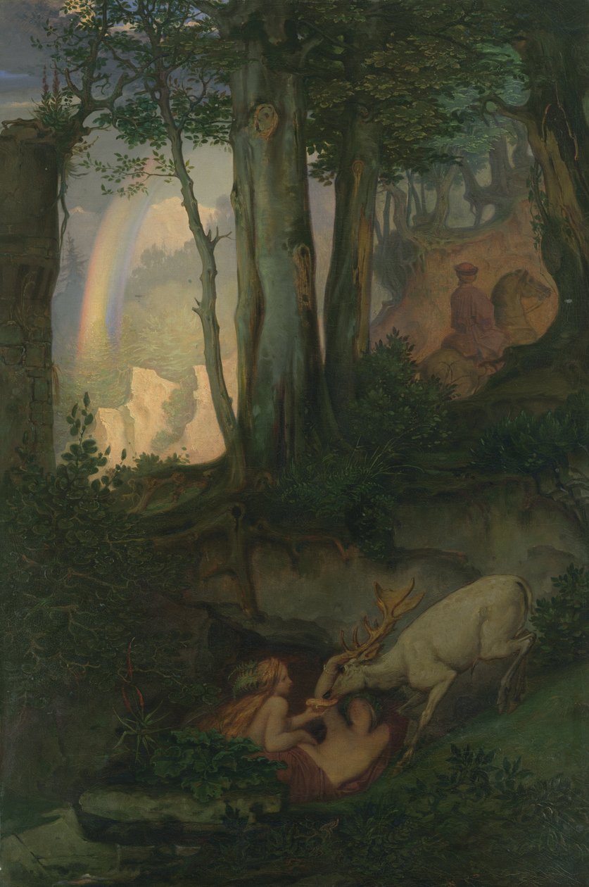 Waterninfos regando um cervo, c.1844-47 de Moritz Ludwig von Schwind