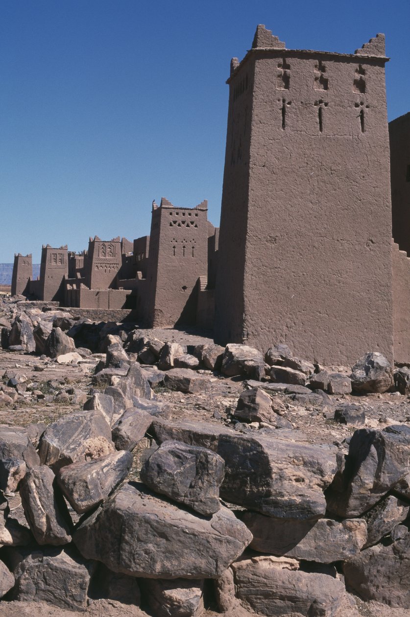 Vista, ksar, dra, vale de Moroccan School