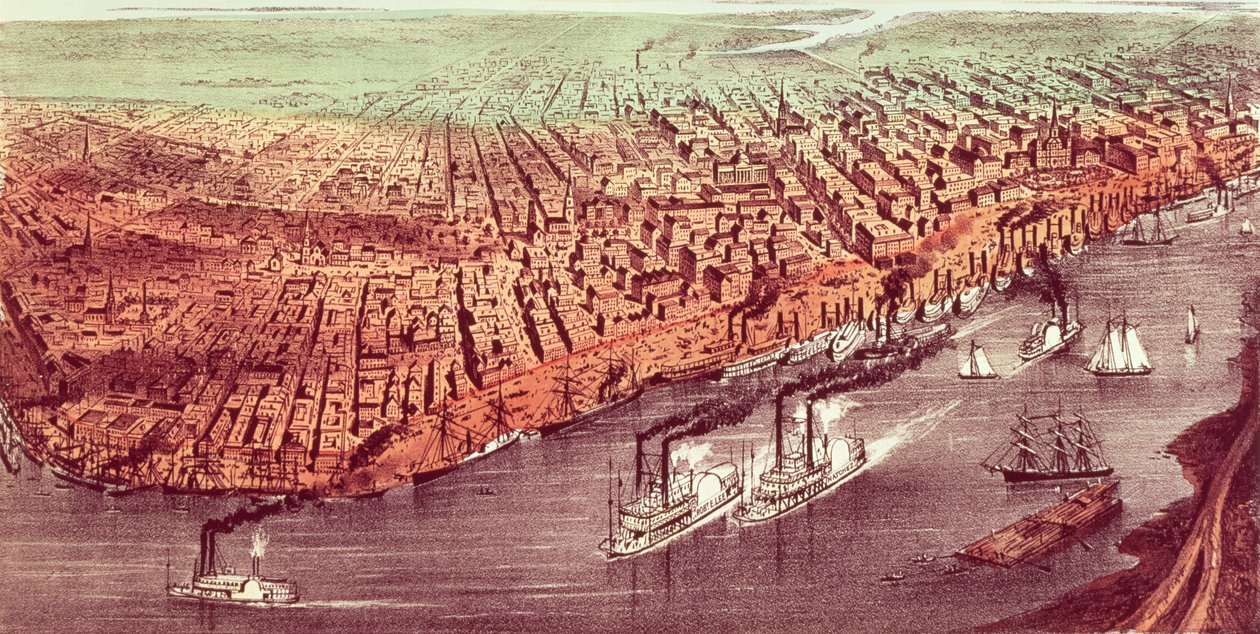 Cidade nova orleães de N. and Ives, J.M. Currier