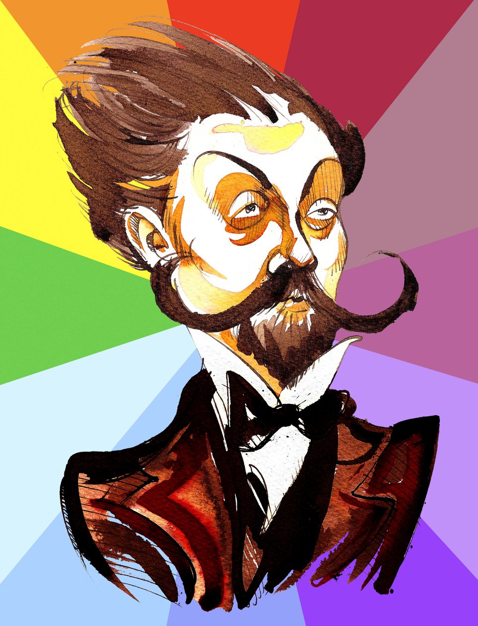 Alexander Scriabin (compositor russo, 1872-1915) caricatura de cores de Neale Osborne