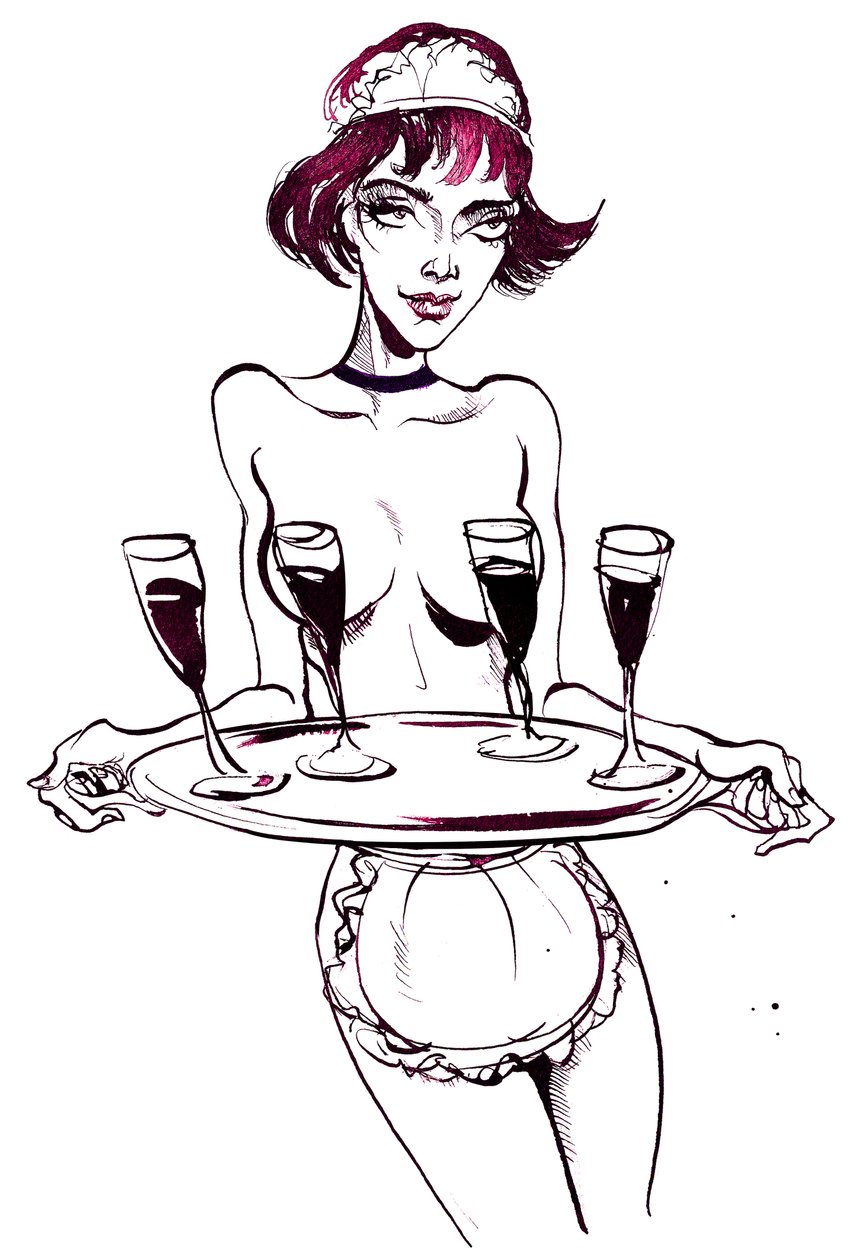 Hella a bruxa Wolands criada, de O Mestre e Margarita por Mikhail Bulgakov (dramaturgo e autor russo, 1891-1940); desenho a tinta, 2015 de Neale Osborne