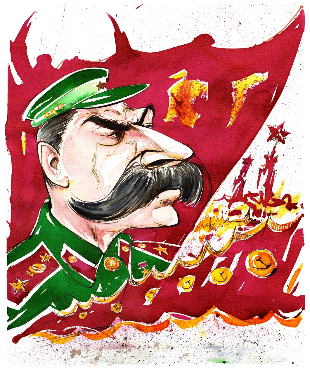 Joseph Stalin - caricatura de cores de Neale Osborne