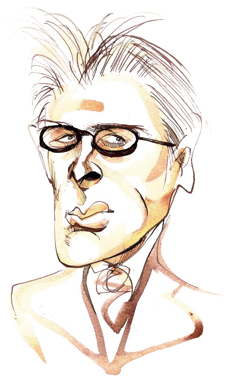 William Butler Yeats, poeta e dramaturgo irlandês (1865-1939); caricatura de Neale Osborne