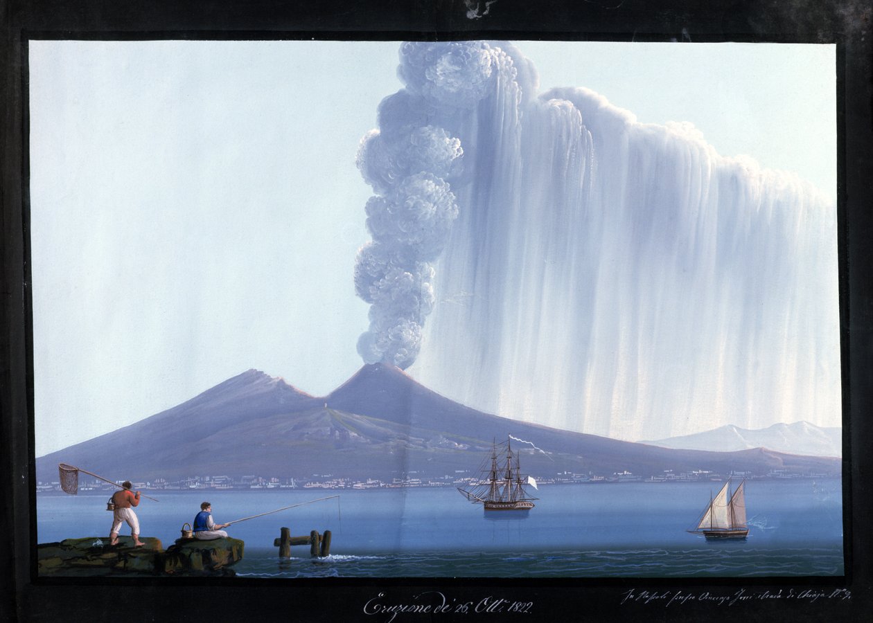 Nápoles: Vesúvio em erupção, 26 de outubro de 1822 (guache) de Neapolitan School