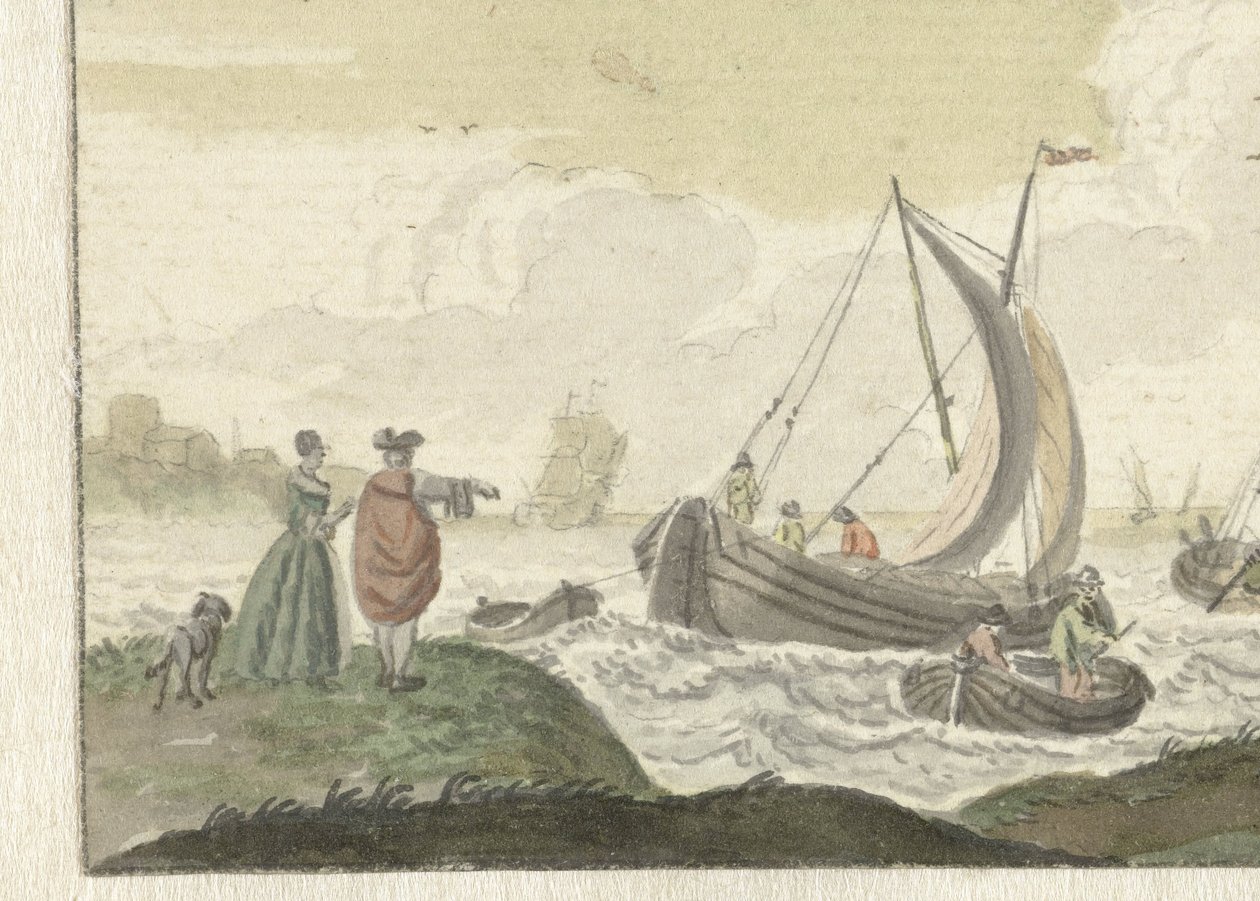 Navios num rio ventoso de Nicolaes Aartman