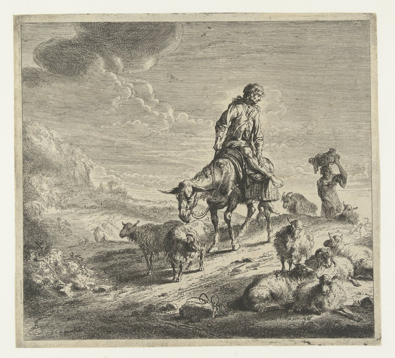 Homem num burro de Nicolaes Pietersz Berchem