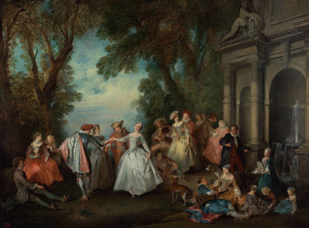 Dance antes de uma fonte de Nicolas Lancret