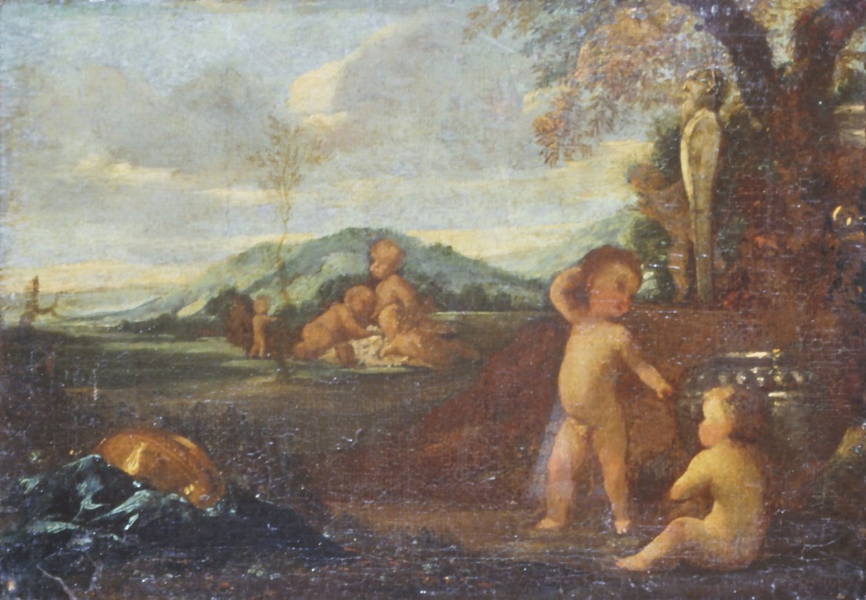 Putti em uma paisagem de Nicolas Poussin