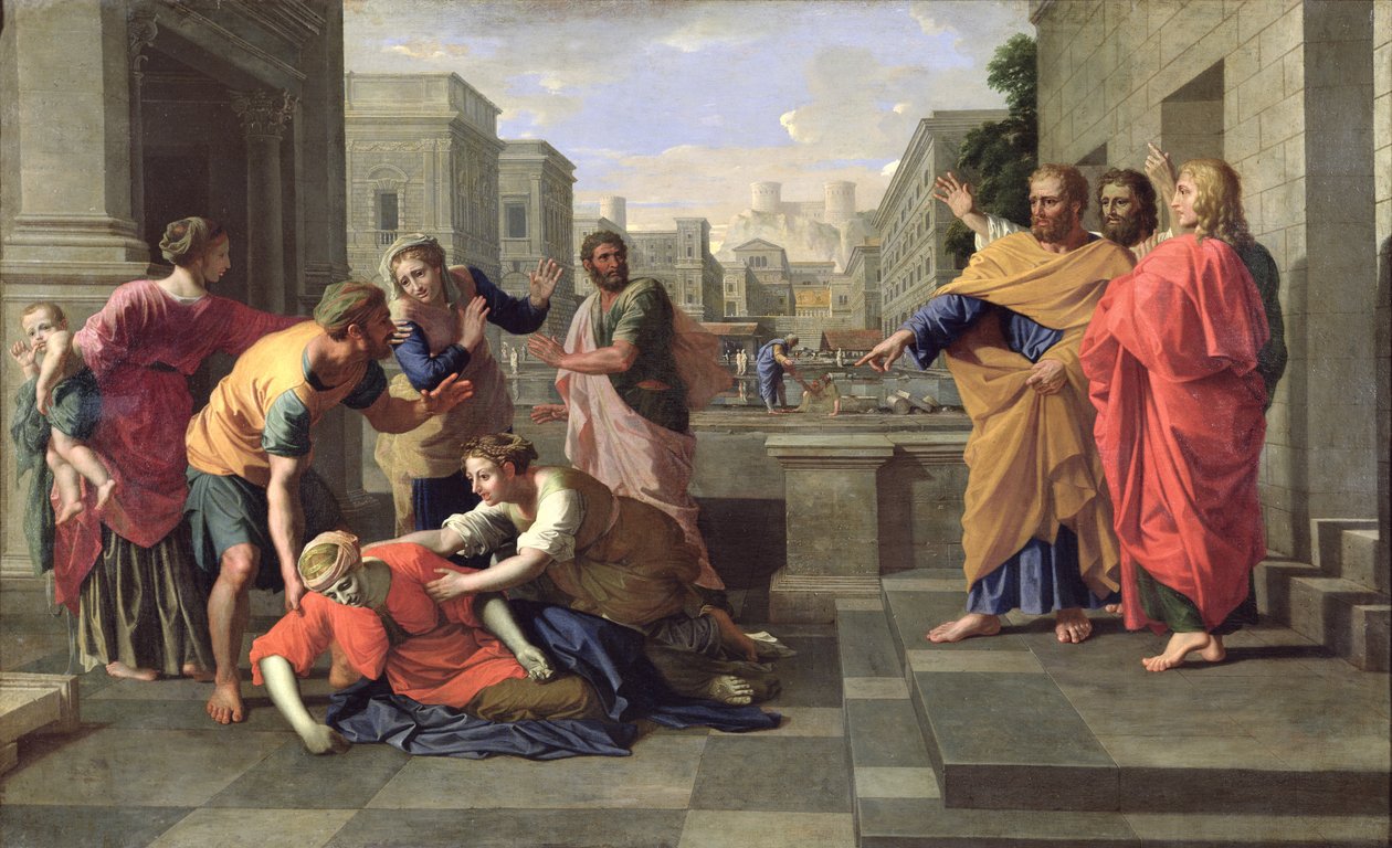 A morte de Safira de Nicolas Poussin
