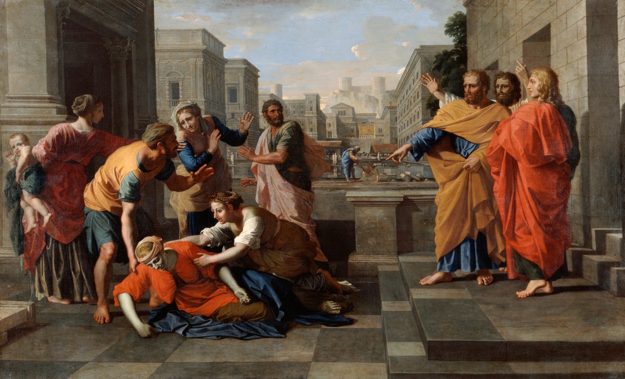 A morte de Safira, 1652 de Nicolas Poussin