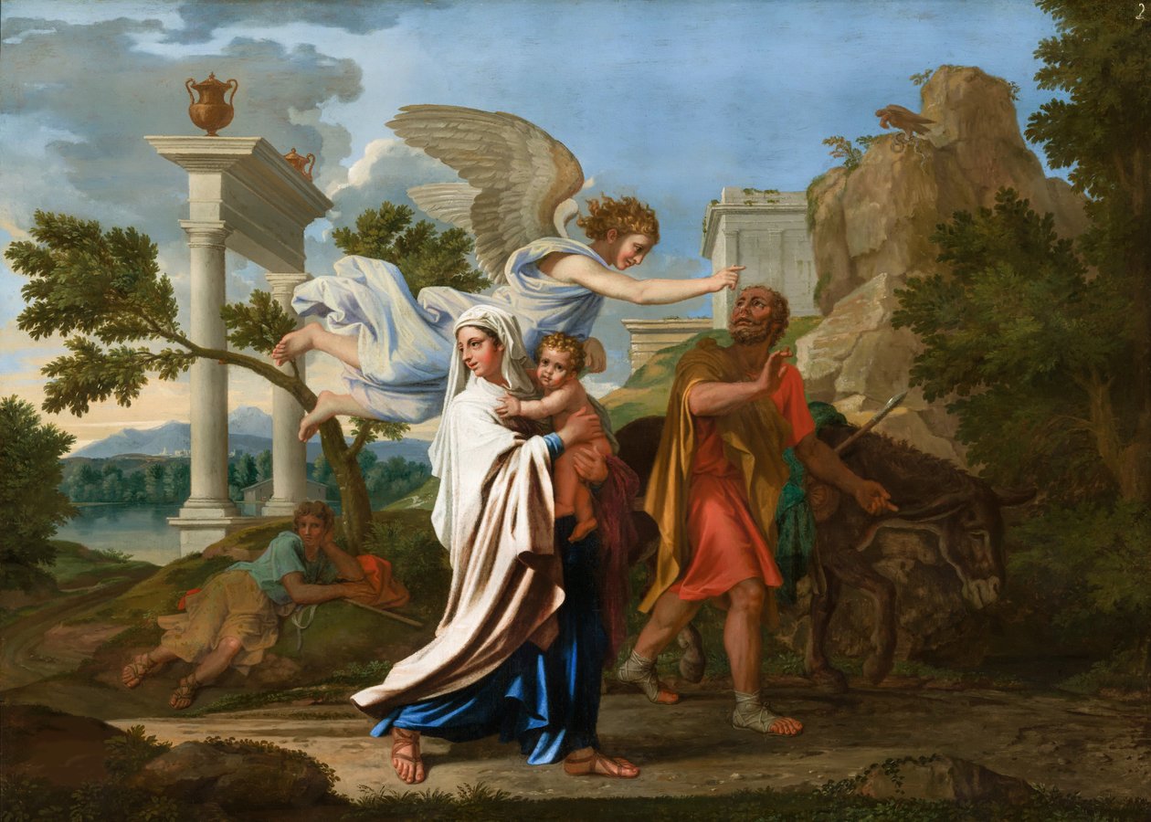 A Fuga para o Egito, ca 1657. de Nicolas Poussin
