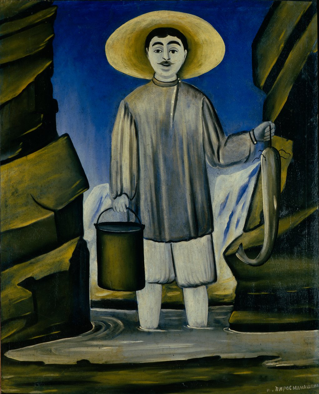 Pescador entre as rochas de Niko Pirosmani