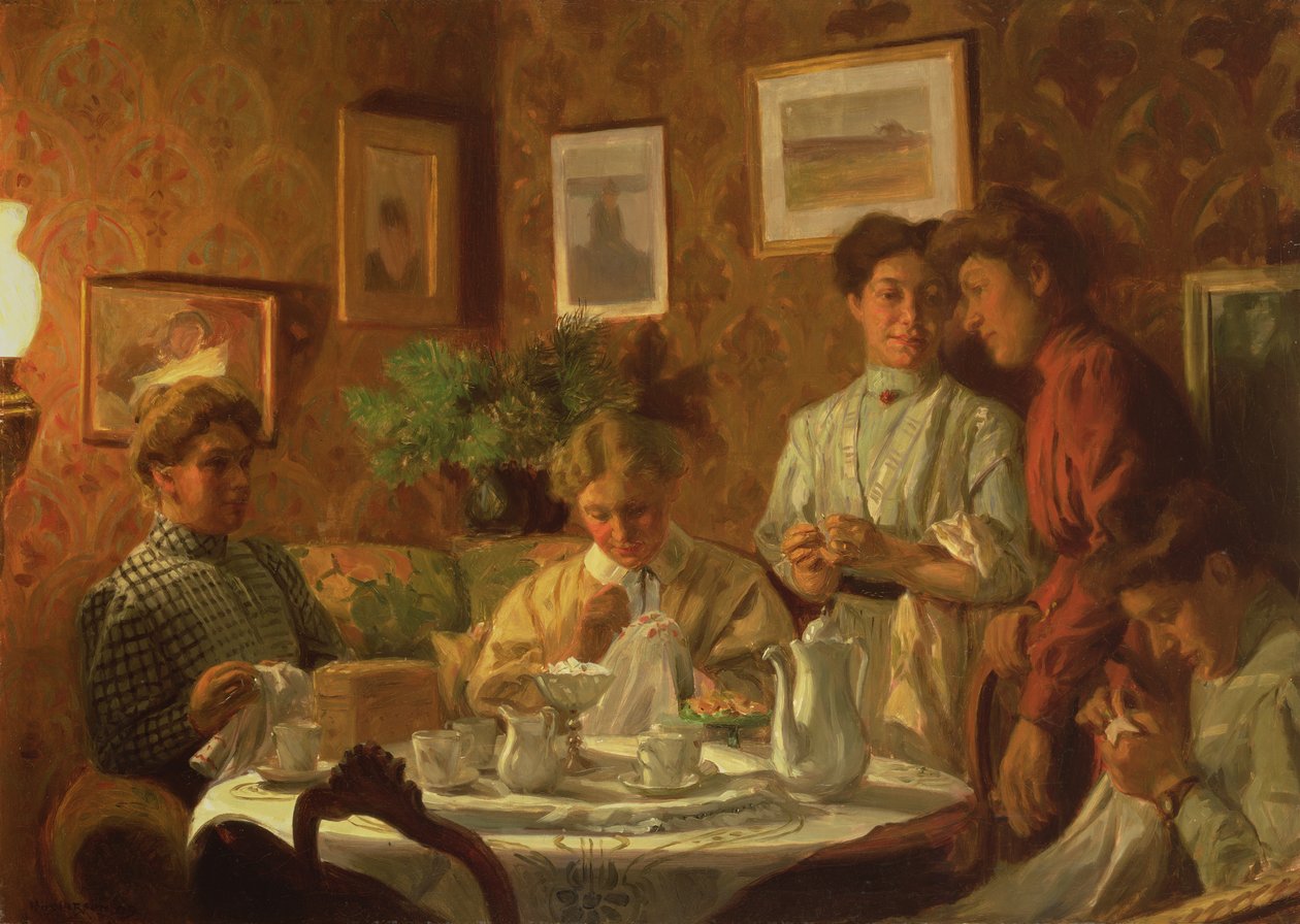 O grupo de costura, 1909 de Nils Larson