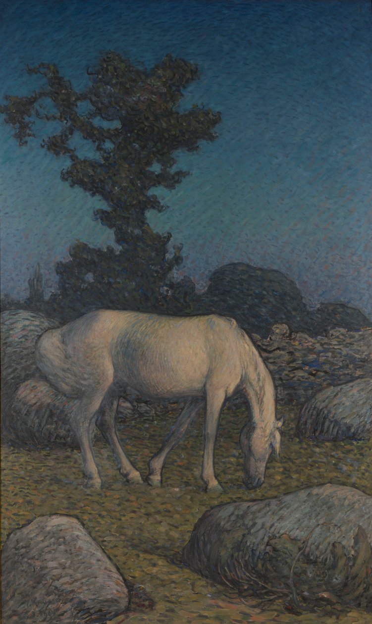Cavalo branco ao anoitecer de Nils Kreuger