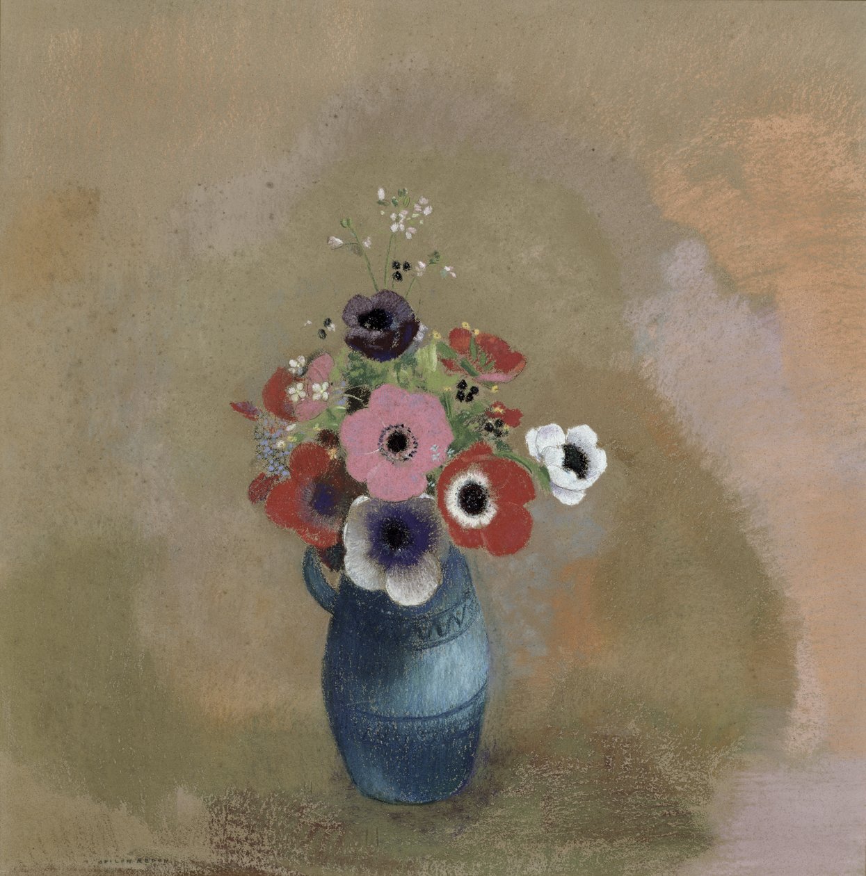 Buquê de anêmonas (pastel) de Odilon Redon