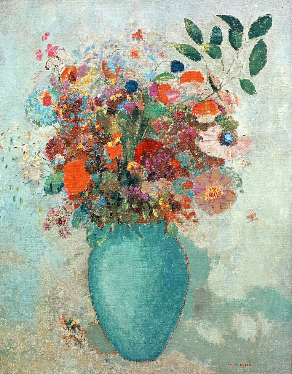 Flores em um vaso turquesa, c.1912 de Odilon Redon