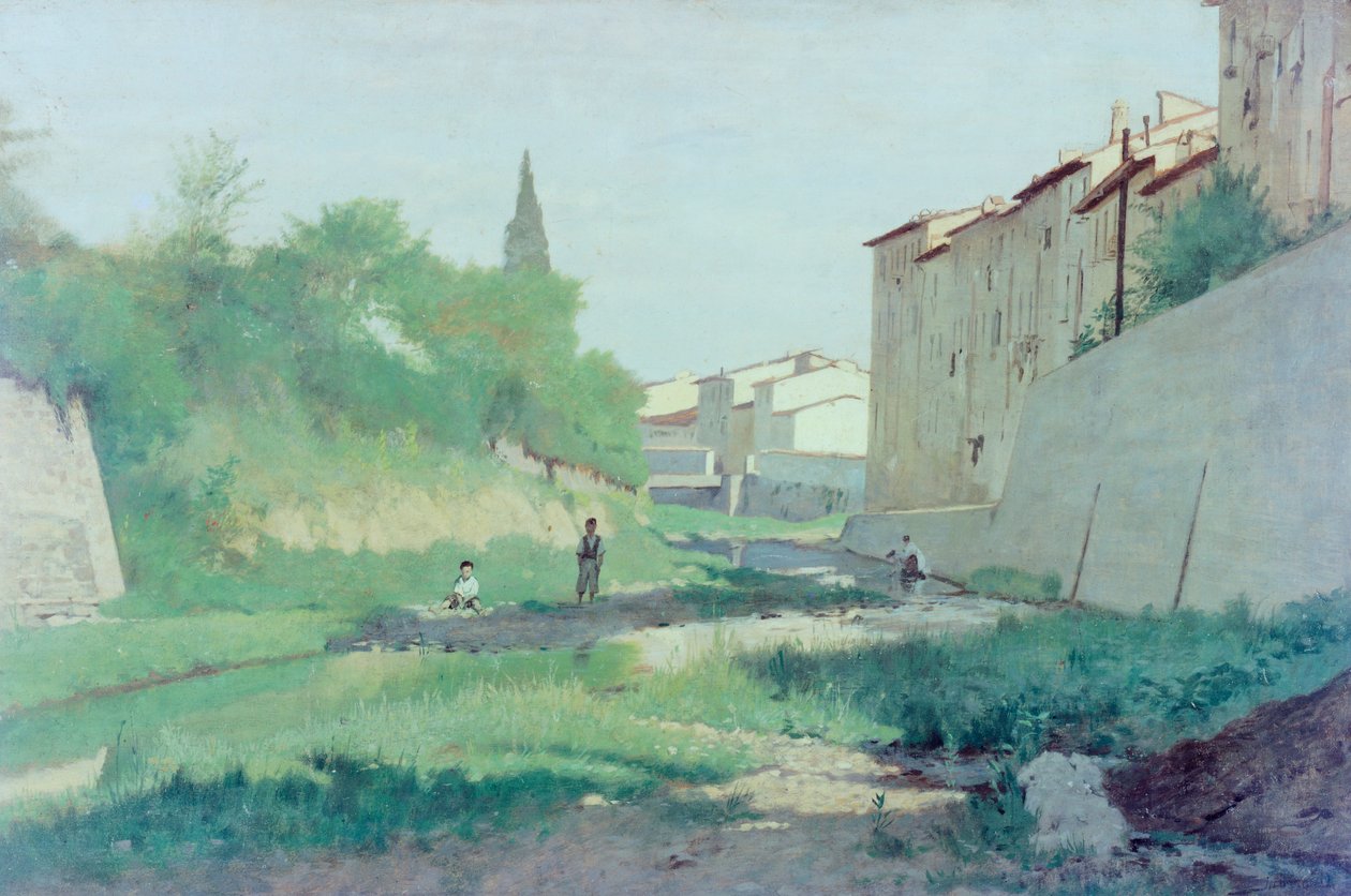 No Rio Mugnone de Odoardo Borrani