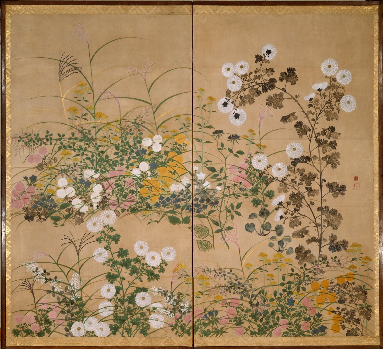 Plantas com flores no outono, século XVIII de Ogata Korin