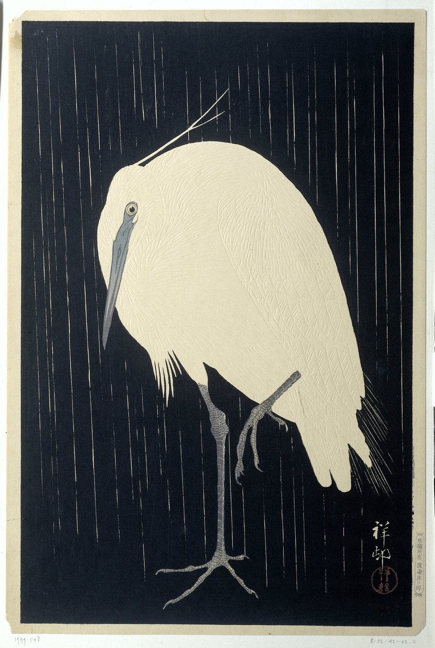 Egret à chuva de Ohara Koson