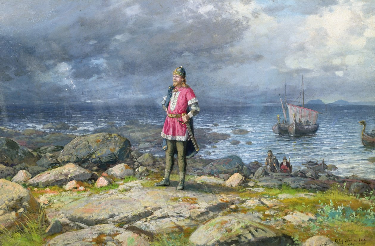 O Viking (óleo a bordo) de Olaf Nordlien