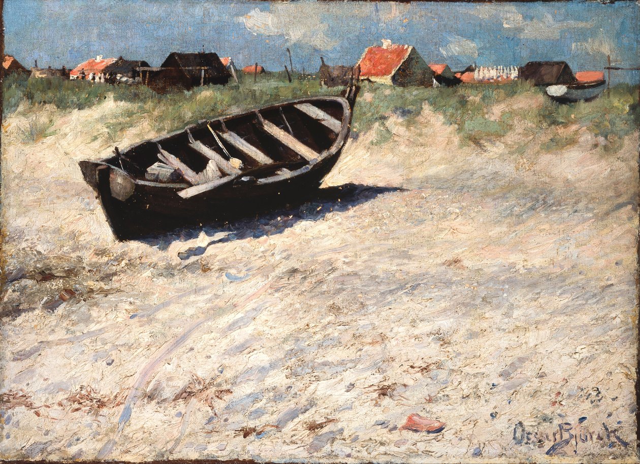 Barco em South Beach em Skagen de Oscar Gustaf Bjorck