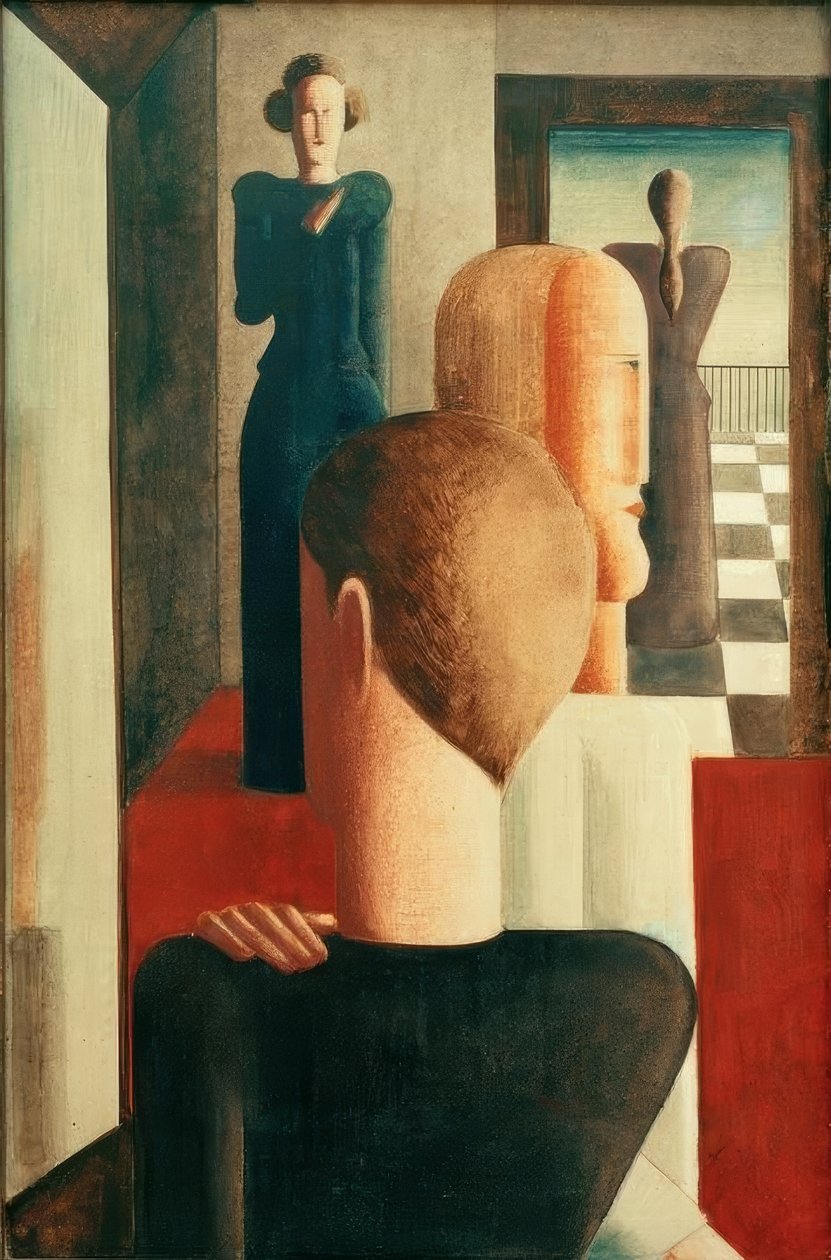 Cinco figuras em um quarto (romano) de Oskar Schlemmer