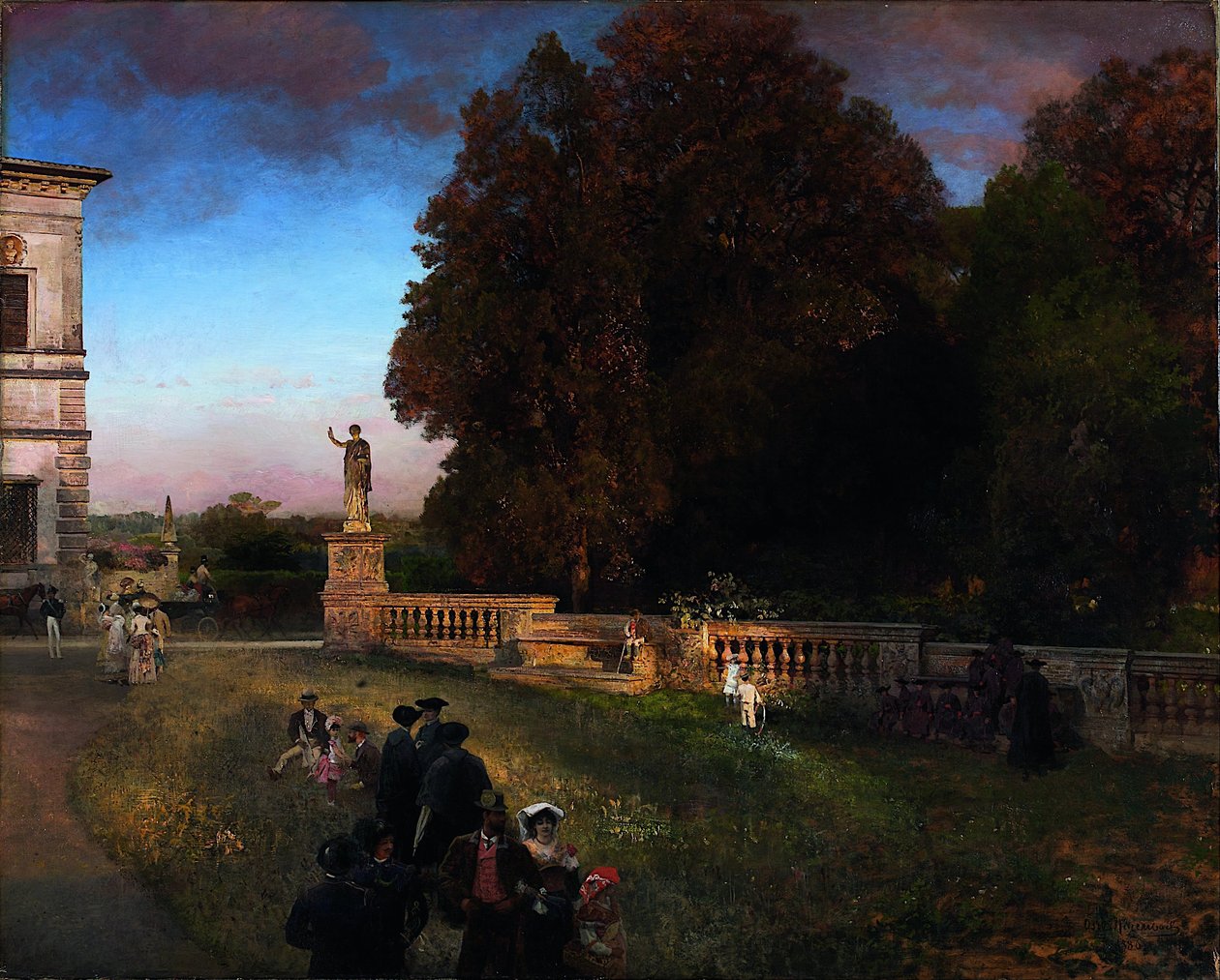 No Parque da Villa Borghese de Oswald Achenbach