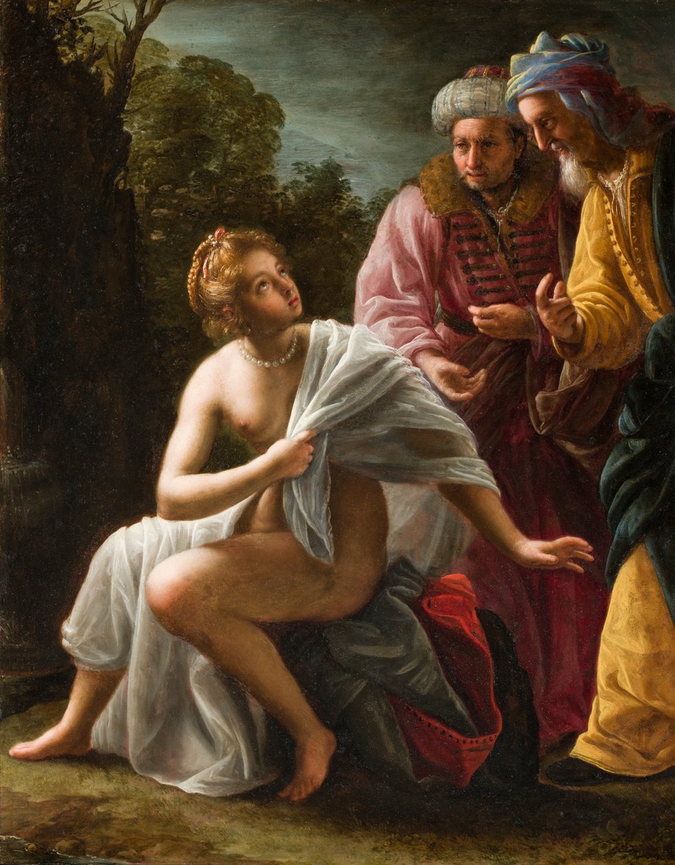 Susana e os Anciãos, c.1620 (óleo sobre painel de cobre) de Ottavio Mario Leoni