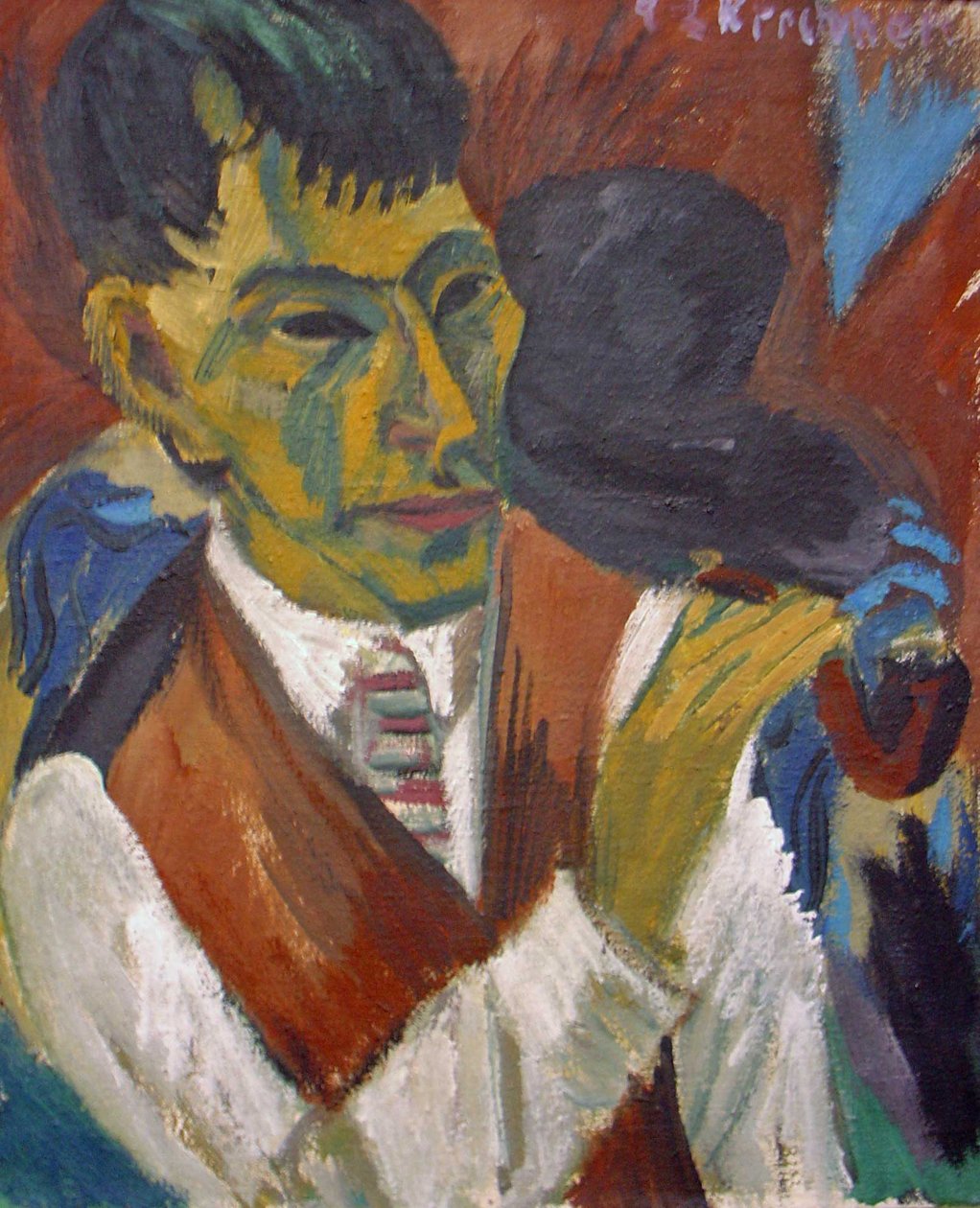 Retrato de Otto Mueller com cachimbo de Otto Mueller