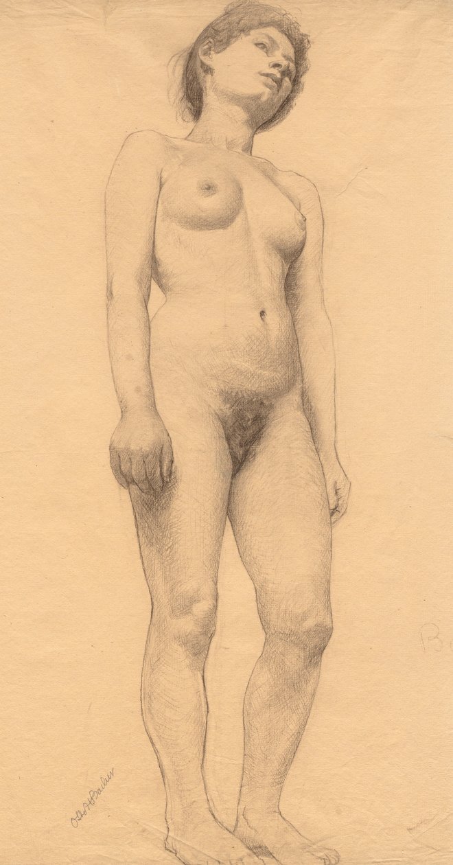 Nu em pé feminino, provavelmente 1878-79. de Otto H. Bacher