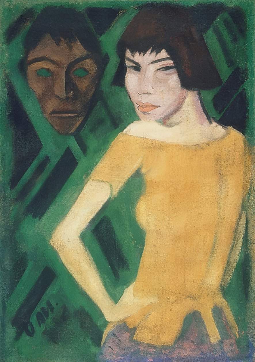 Maschka com máscara. 1919-21 de Otto Mueller