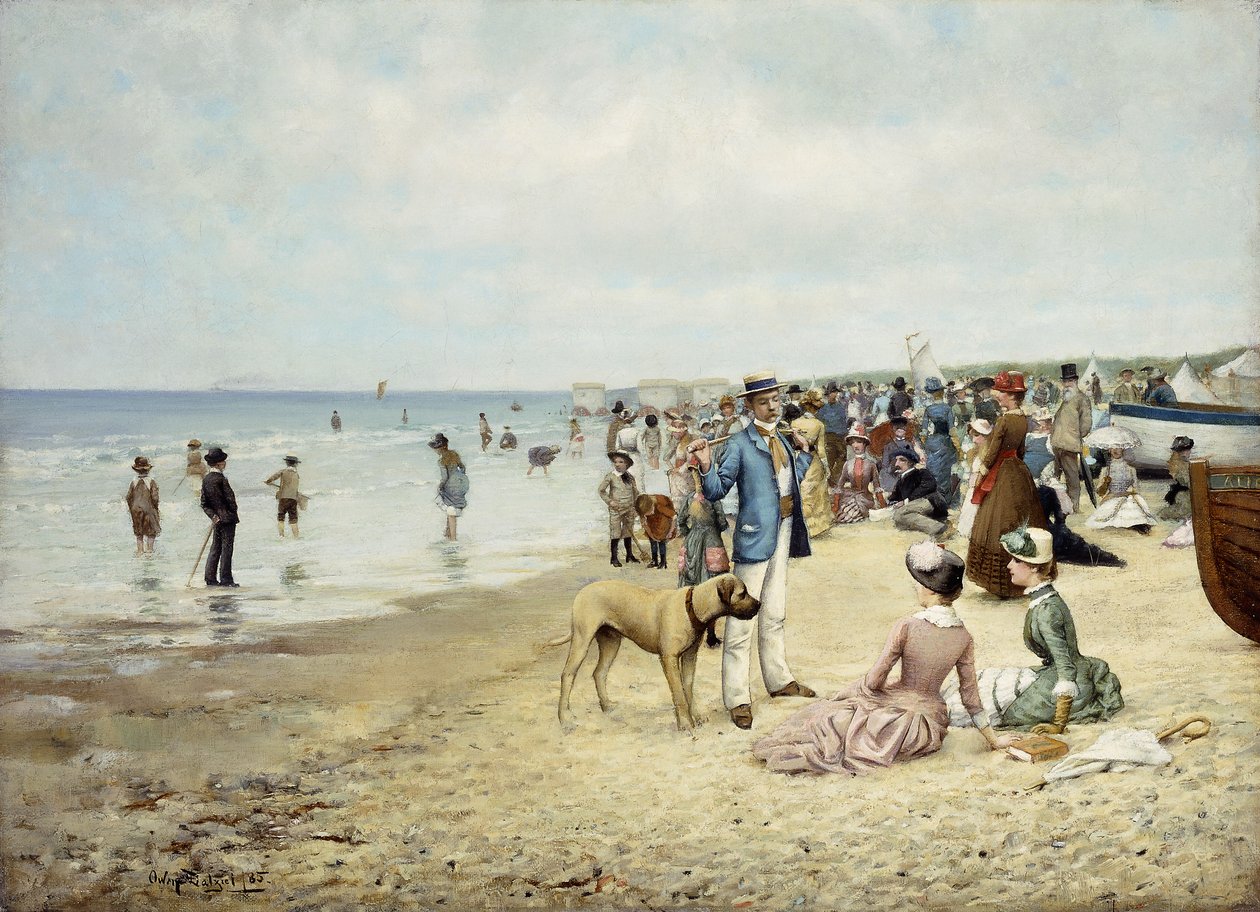 Um dia na praia, 1885 de Owen Dalziel