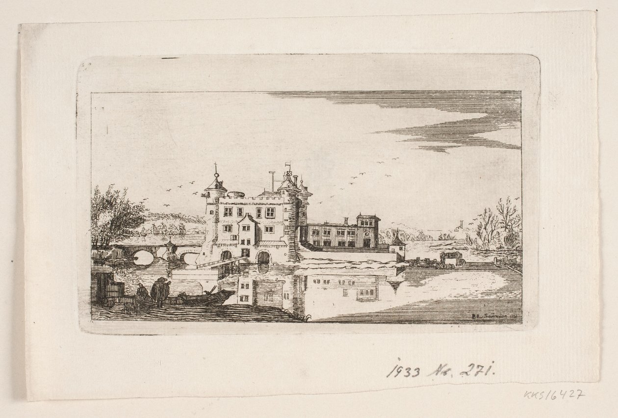 Castelo cercado por fosso de P. Schiönning