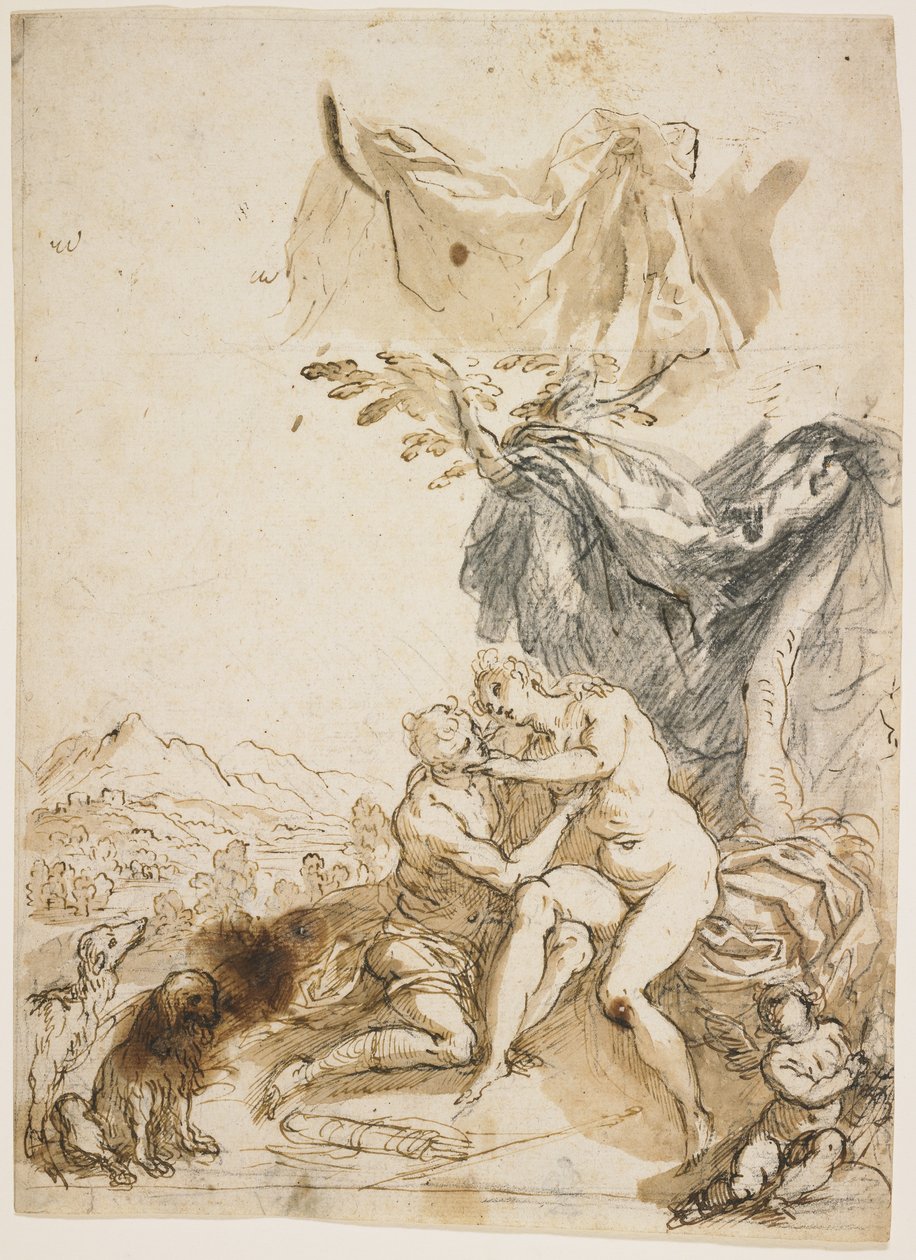 Venus e Adonis, c. 1620 de Palma Il Giovane