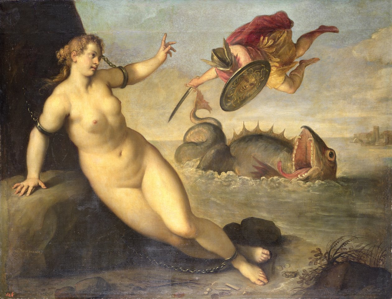 Perseu resgata Andrômeda, c.1610 de Palma Il Giovane