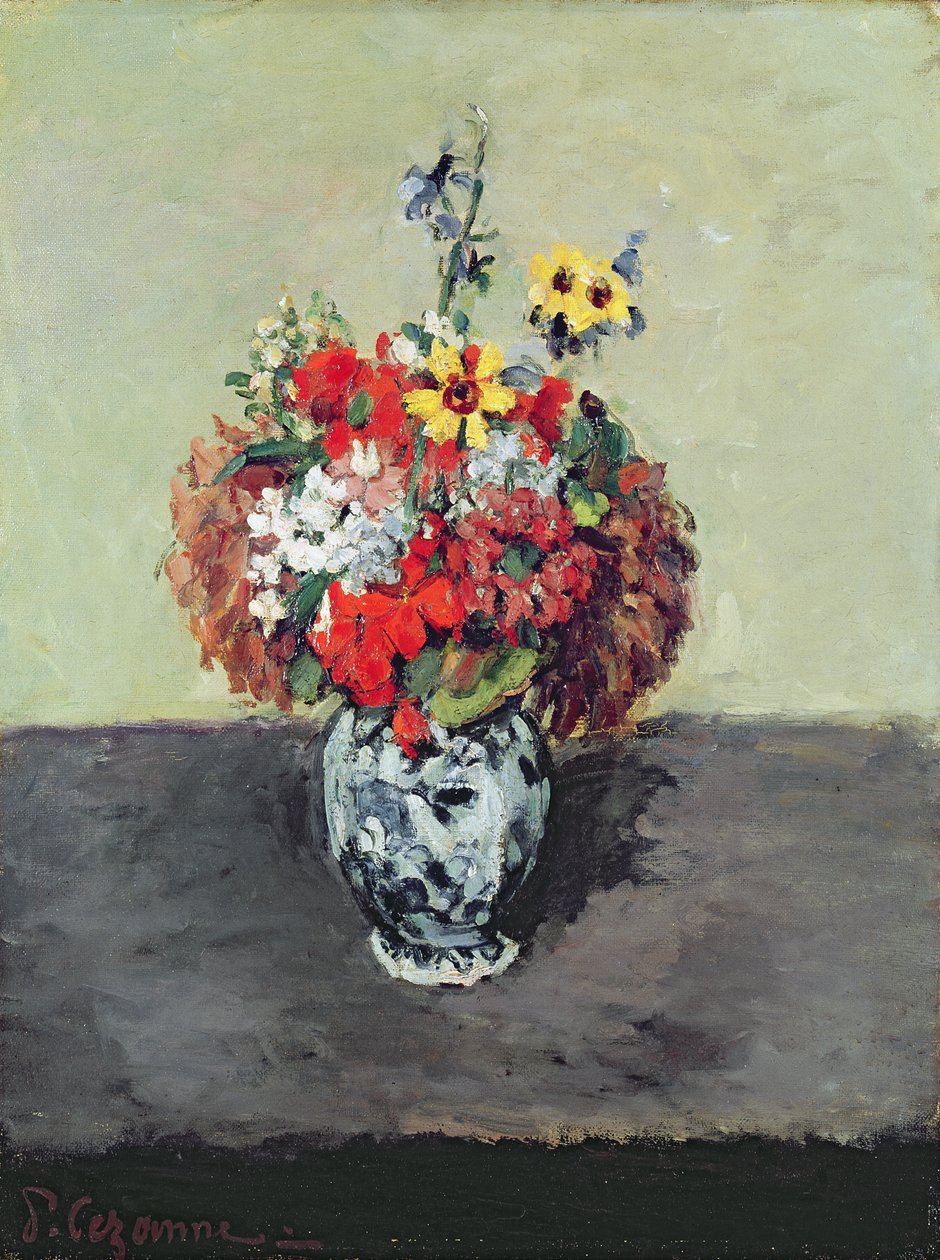 Flores em um vaso de Delft, c.1873-75 de Paul Cézanne