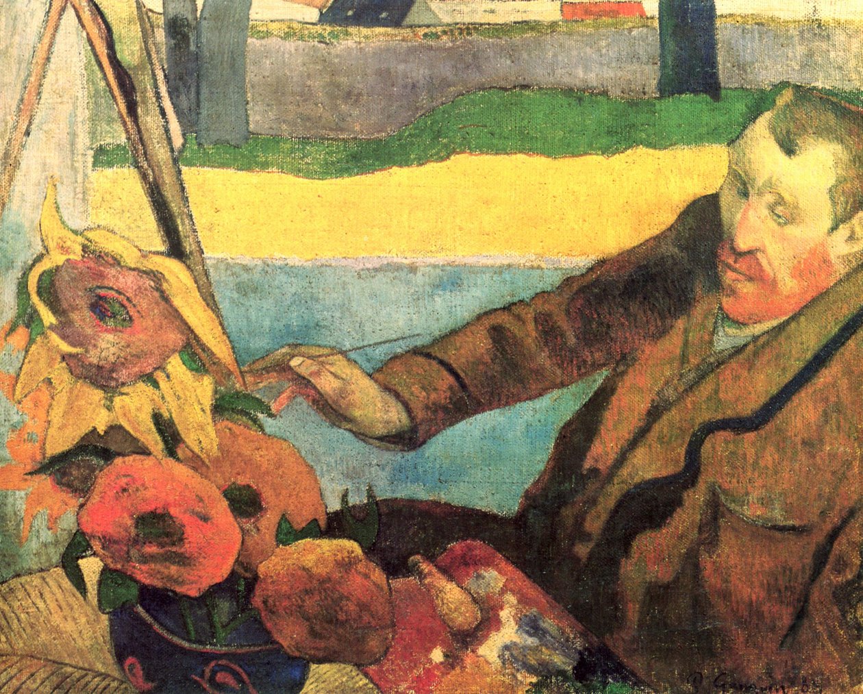 Retrato, de, vincent van gogh, quadro, girassóis de Paul Gauguin