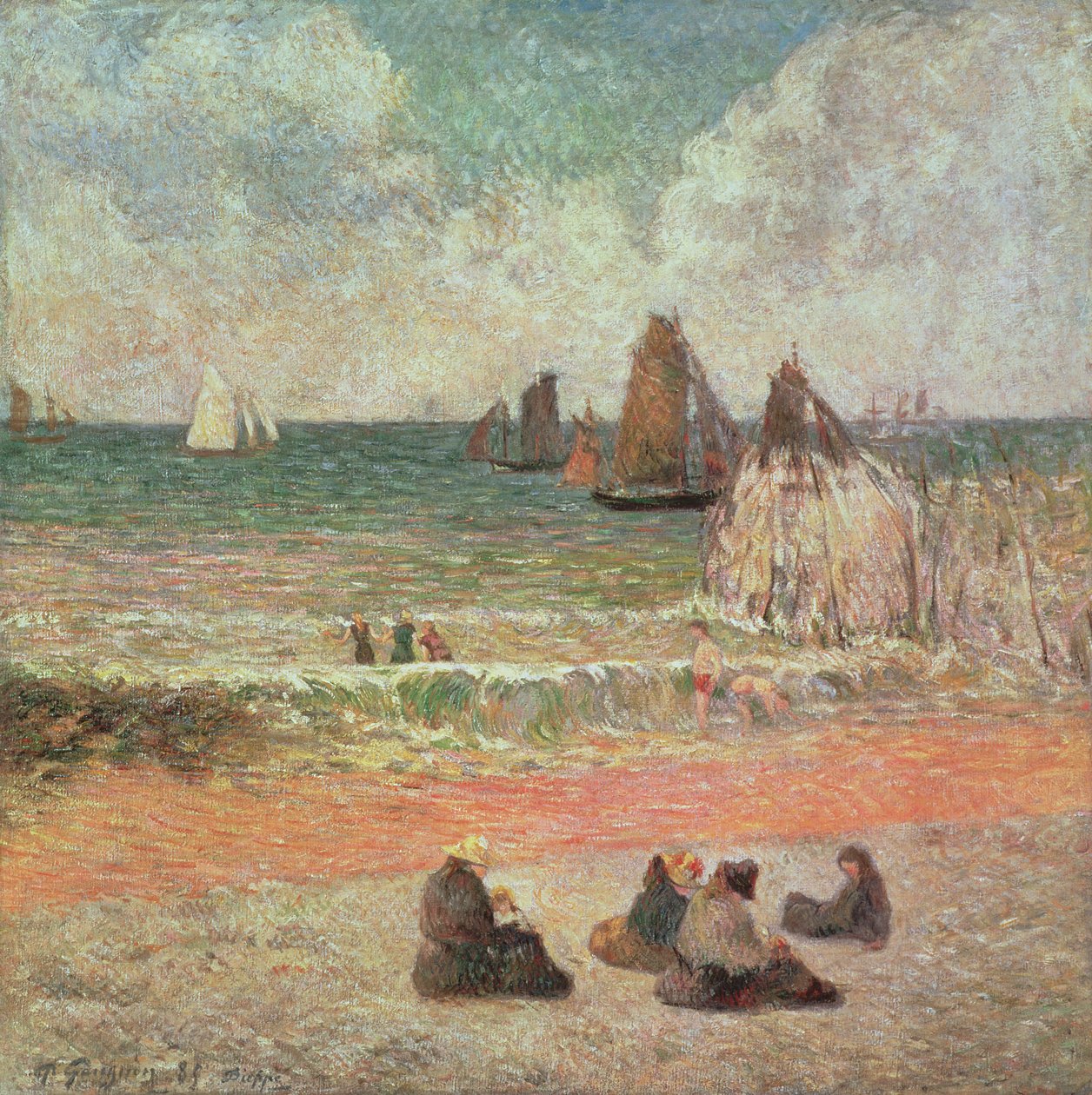 Tomar banho, Dieppe, 1885 de Paul Gauguin