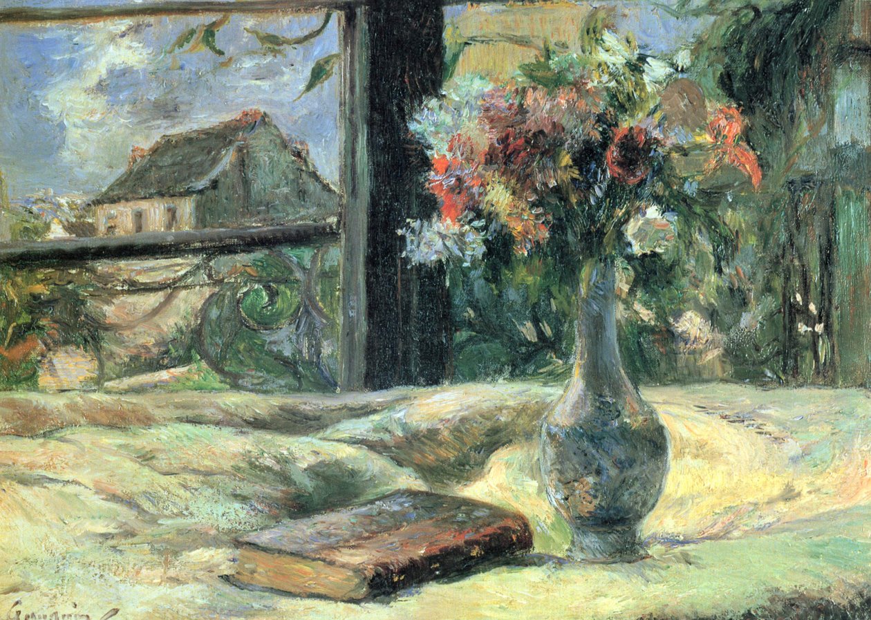 Vaso de flores pela janela de Paul Gauguin